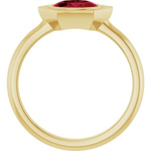 14K Yellow Gold Lab-Grown Ruby Oval Ring