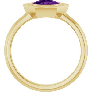14K Yellow Gold Natural Amethyst Oval Ring