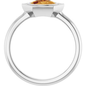 Platinum Natural Citrine Oval Ring