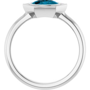 Sterling Silver Natural London Blue Topaz Oval Ring