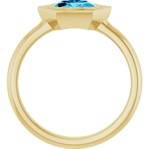 14K Yellow Gold Natural Aquamarine Oval Ring