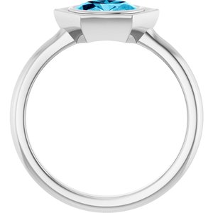 Platinum Natural Aquamarine Oval Ring