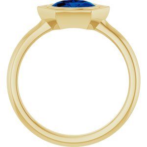 14K Yellow Gold Natural Blue Sapphire Oval Ring