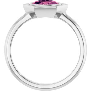 Sterling Silver Natural Pink Touramline Oval Ring