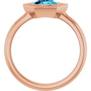 14K Rose Gold Natural Aquamarine Oval Ring
