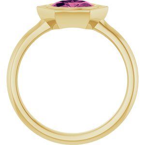 14K Yellow Gold Natural Pink Touramline Oval Ring