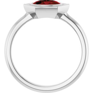 14K White Gold Natural Mozambique Garnet Oval Ring