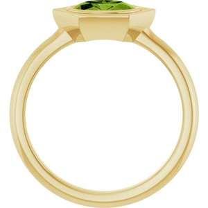 14K Yellow Gold Natural Peridot Oval Ring