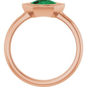14K Rose Gold Natural Emerald Oval Ring