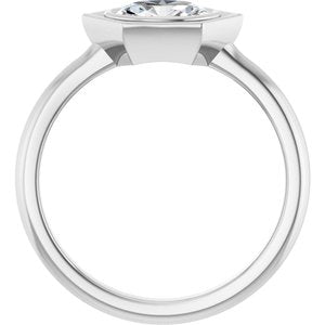 14K White Gold Natural White Sapphire Oval Ring