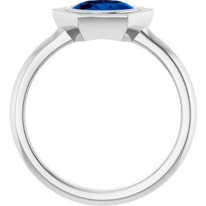 Platinum Lab-Grown Blue Sapphire Oval Ring