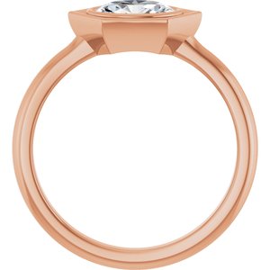 14K Rose Gold Natural White Sapphire Oval Ring