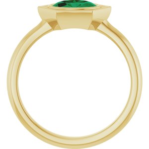 14K Yellow Gold Lab-Grown Emerald Oval Ring