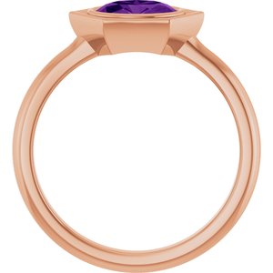 14K Rose Gold Natural Amethyst Oval Ring