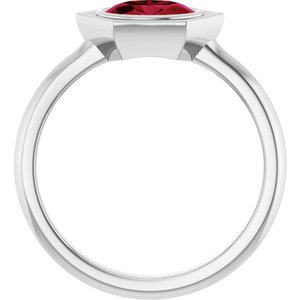 Sterling Silver Lab-Grown Ruby Oval Ring