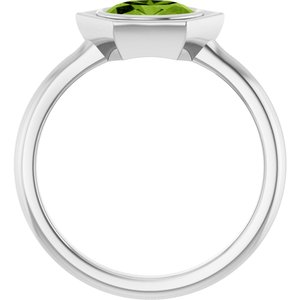 14K White Gold Natural Peridot Oval Ring