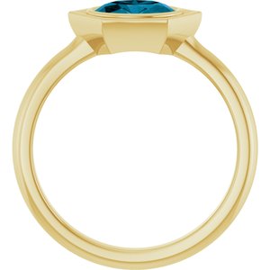 14K Yellow Gold Natural London Blue Topaz Oval Ring