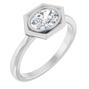 Platinum Natural White Sapphire Oval Ring