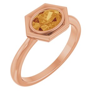 14K Rose Gold Natural Citrine Oval Ring