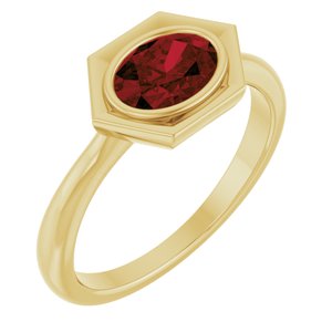 14K Yellow Gold Natural Mozambique Garnet Oval Ring