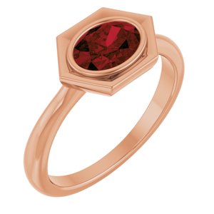 14K Rose Gold Natural Mozambique Garnet Oval Ring