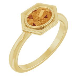 14K Yellow Gold Natural Citrine Oval Ring