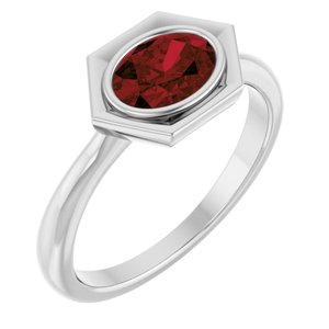 Platinum Natural Mozambique Garnet Oval Ring