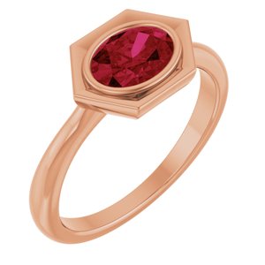 14K Rose Gold Lab-Grown Ruby Oval Ring