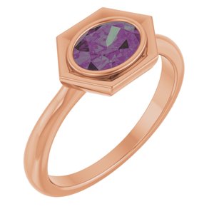 14K Rose Gold Lab-Grown Alexandrite Oval Ring