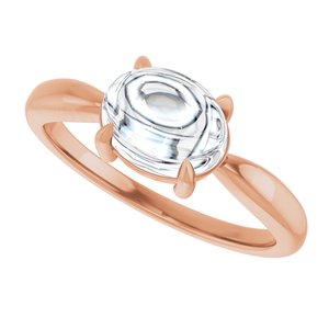 14K Rose Gold 8x6 mm Oval Claw-Prong Cabochon Ring Mounting – image 8
