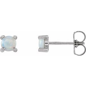 14K White Gold 4 mm Natural White Opal Earrings