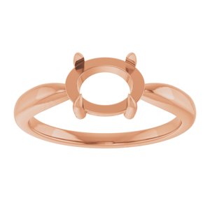 14K Rose Gold 8x6 mm Oval Claw-Prong Cabochon Ring Mounting – image 6