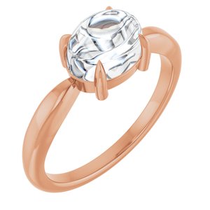 14K Rose Gold 8x6 mm Oval Claw-Prong Cabochon Ring Mounting