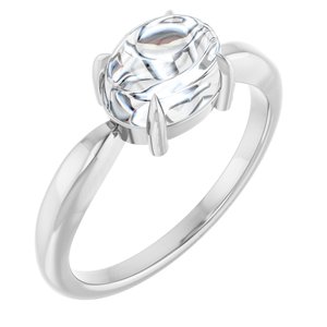 10K White Gold 8x6 mm Oval Claw-Prong Cabochon Ring Mounting