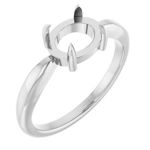 10K White Gold 8x6 mm Oval Claw-Prong Cabochon Ring Mounting – image 2
