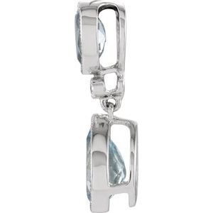 14K White Gold Natural Aquamarine & .006 CTW Natural Diamond Pendant