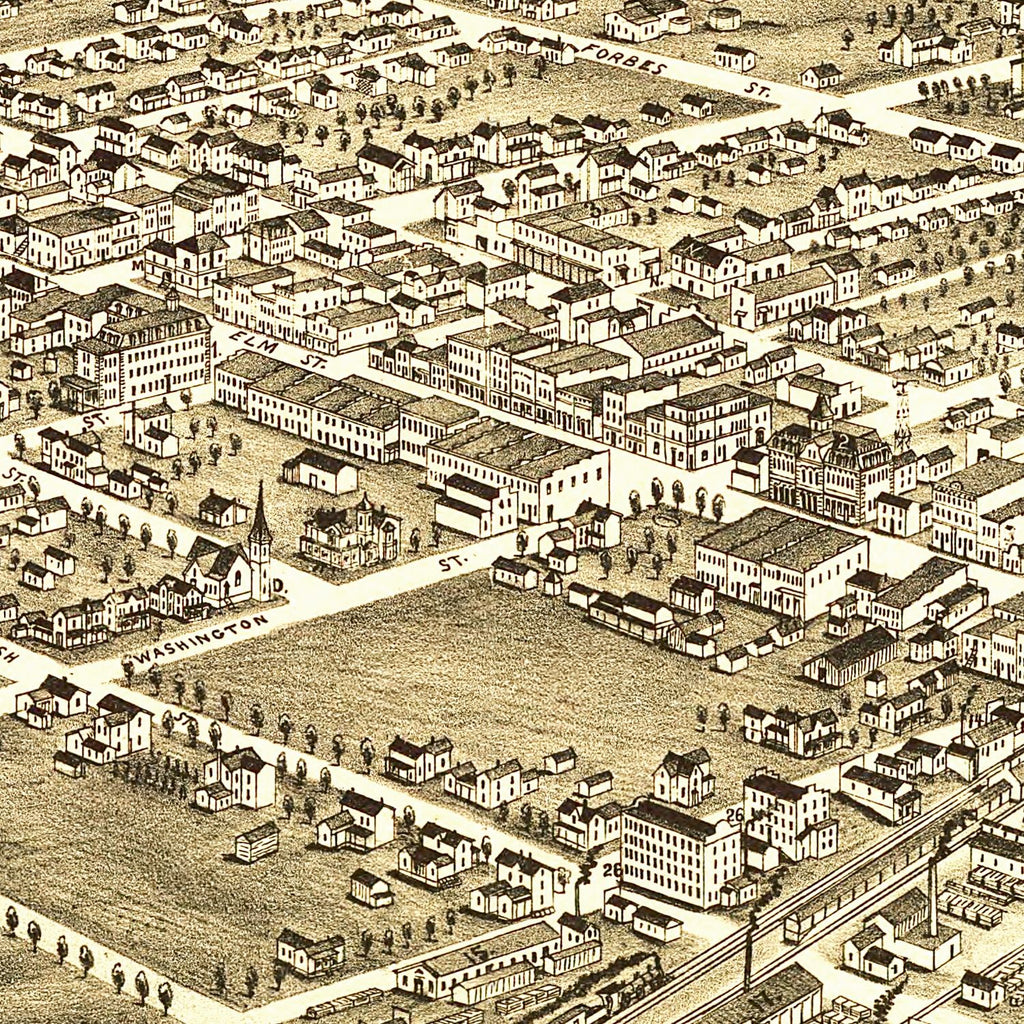 Vintage Map of Greensboro, North Carolina 1891