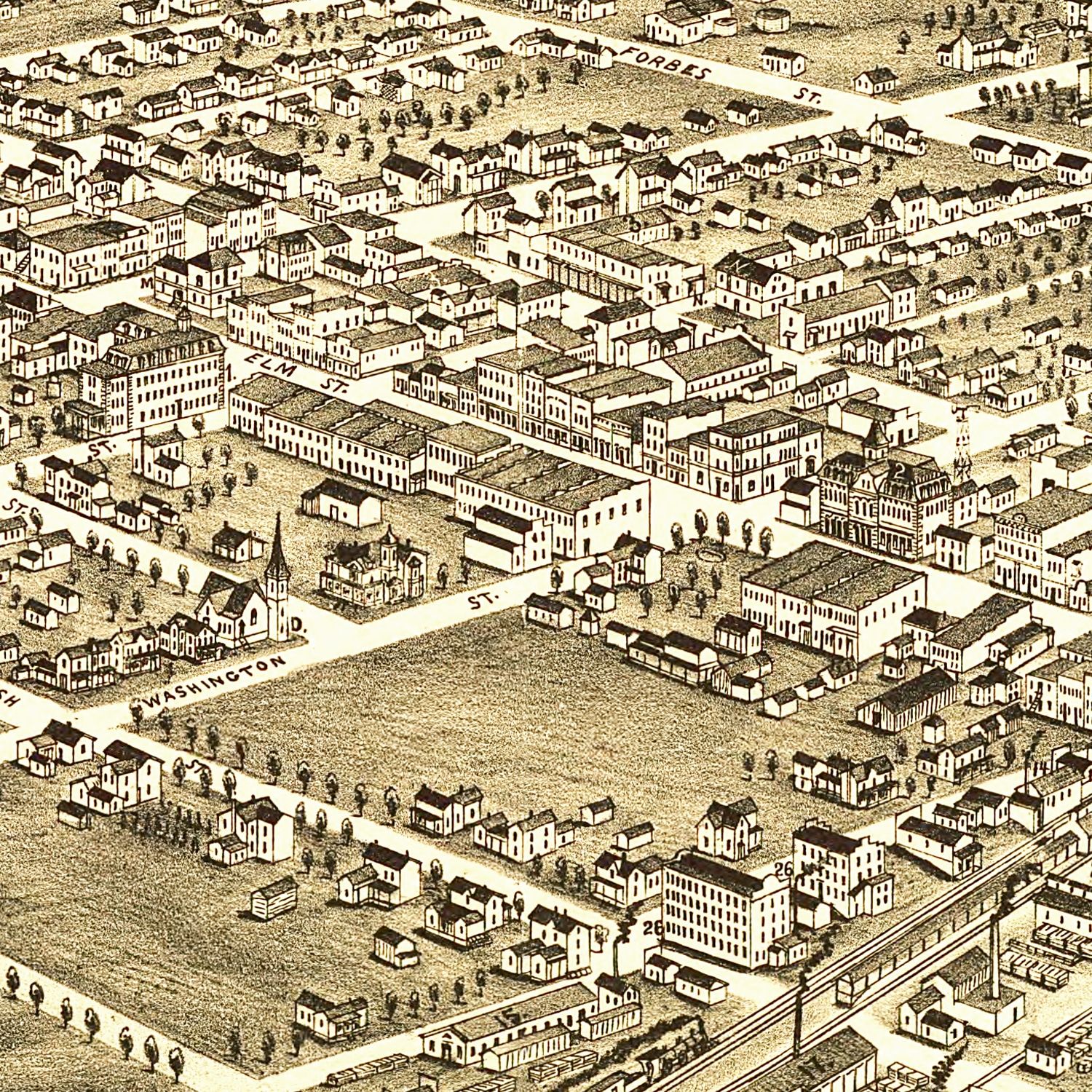 Vintage Map of Greensboro, North Carolina 1891