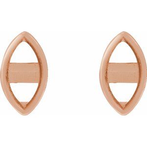 14K Rose Gold 3x1.75 mm Marquise Press Fit Back Stud Earring Mounting – image 2