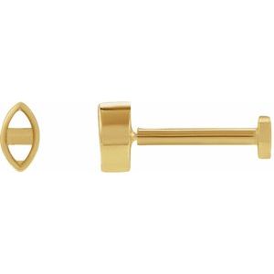 14K Yellow Gold 3x1.75 mm Marquise Press Fit Back Stud Earring Mounting