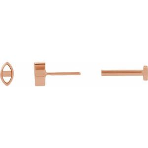 14K Rose Gold 3x1.75 mm Marquise Press Fit Back Stud Earring Mounting – image 3