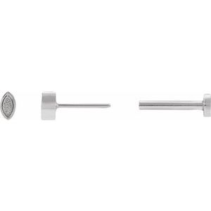 14K White Gold  2.5x1.5 mm Marquise Press Fit Back Stud Earring Mounting – image 3