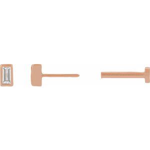 14K Rose Gold .04 CT Natural Diamond Stud Earring
