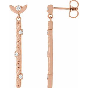 14K Rose Gold 1/8 CTW Natural Diamond Vintage-Inspired Earrings