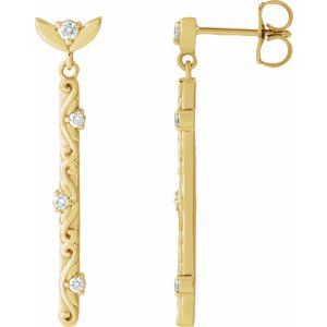 14K Yellow Gold 1/8 CTW Natural Diamond Vintage-Inspired Earrings