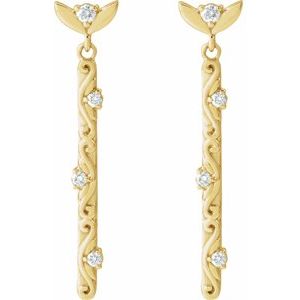 14K Yellow Gold 1/8 CTW Natural Diamond Vintage-Inspired Earrings