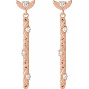 14K Rose Gold 1/8 CTW Natural Diamond Vintage-Inspired Earrings