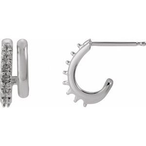 Platinum Accented Stacked Left 11.7 mm Double J-Hoop Earring Mounting – image 2