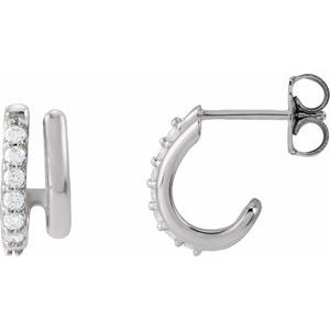 Platinum 1/5 CTW Natural Diamond Stacked 11.7 mm Double J-Hoop Earrings – image 2