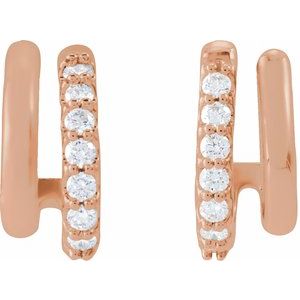 14K Rose Gold 1/5 CTW Natural Diamond Stacked 11.7 mm Double J-Hoop Earrings – image 3
